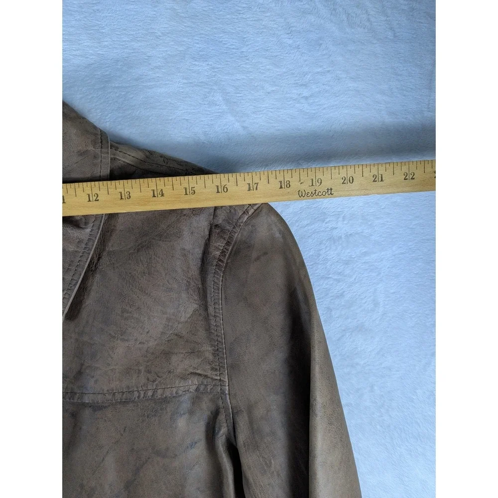 NWT ASOS Faux Leather Bomber‎ Jacket Mens Sz M Brown Distressed Zip Long Sleeve